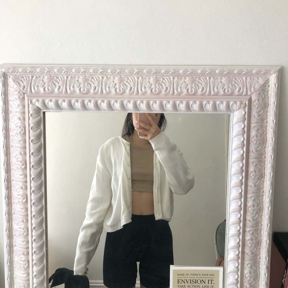 Cotton white sweater button up